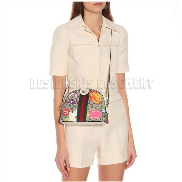 GUCCI Ophidia GG Marmont logo Supreme Flora white leather crossbody Shoulder Bag - Picture 9 of 15